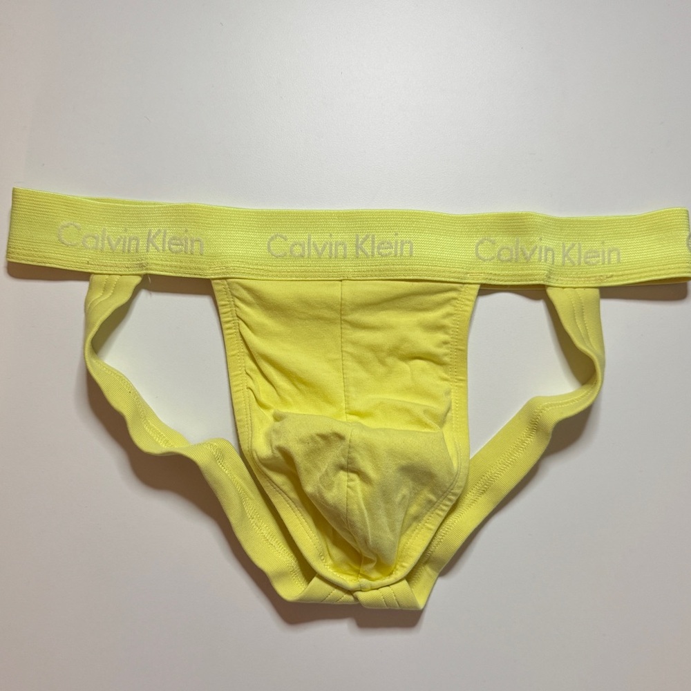 Calvin Klein bright yellow cotton jock strap - Picture 2 of 3